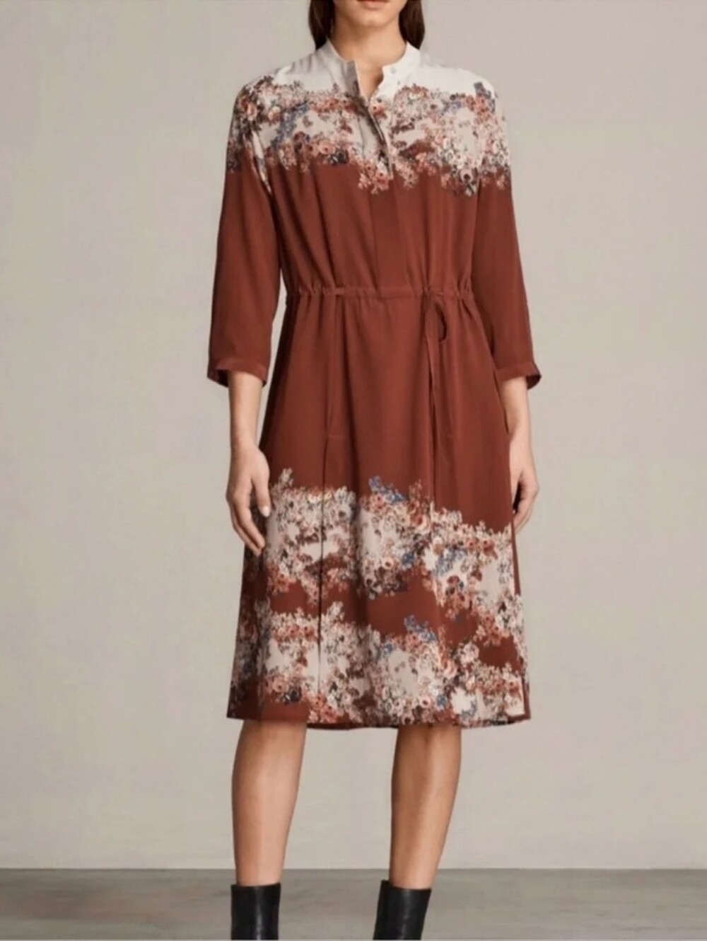 $246 All Saints Vera Clement silk floral dress